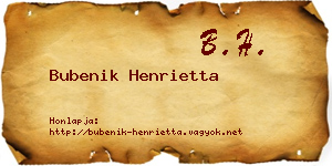 Bubenik Henrietta névjegykártya